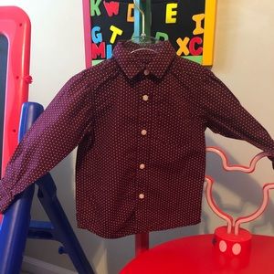 Burgundy with white dots button up